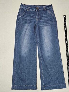 #365 Y2K Wide-Leg Stretch Jeans XL – Medium Wash High-Rise Denim